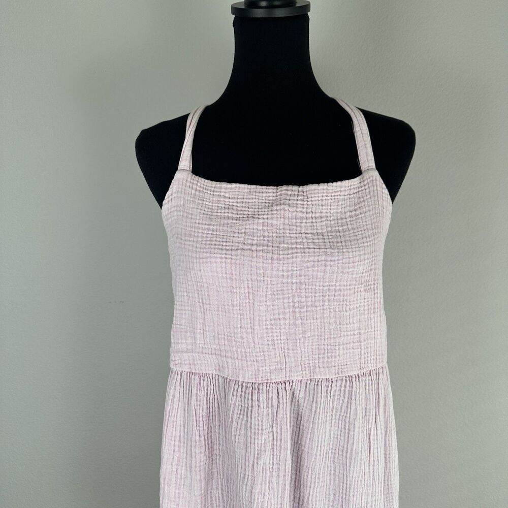 Z SUPPLY Gauzy Tiered Midi Dress in Bleached Pink Mauve Size Large Boho Summer - Picture 5 of 16